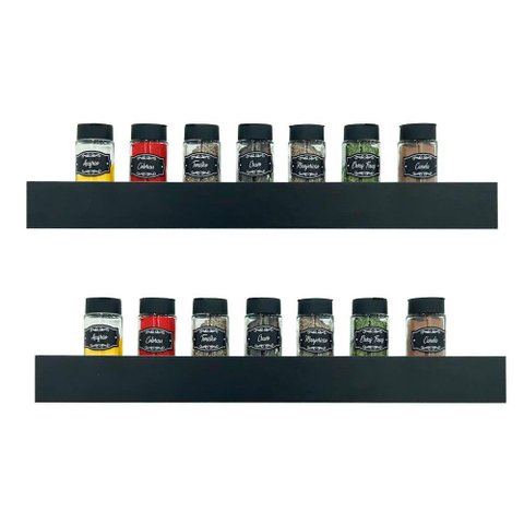 Kit 2 Prateleiras Porta Temperos 50 x 10cm Preto