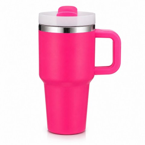 Copo Térmico MS943 600ml Aço Inox com Tampa Emborrachada:Rosa Pink