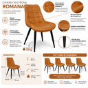 Ver imagem 3 de Kit 4 Cadeiras Romana Provence Poltrona Estofada Pu Vintage Retro Pés Preto - Caramelo