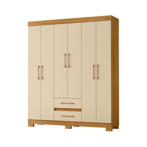 Roupeiro 150cm 6 Portas 2 Gavetas sem Espelho - Ssx Multicoisas