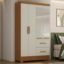 Ver imagem 2 de Guarda Roupa Solteiro 4 Portas com Espelho Primor 121x209 cm Cinamomo Areia Zanz
