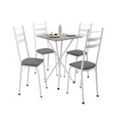 Ver imagem 2 de Conjunto Sala de Jantar Mesa Quadrada 70cm Tampo Granito com 4 Cadeiras Milla Branco/Platina/Ocre