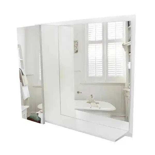 Armário Mdf Espelho Na Porta, Prateleira, Espelheira para Banheiro, Branco - Dom Móveis - 1