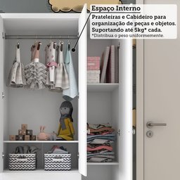 Guarda Roupa Infantil 3 Portas e 3 Gavetas 100% MDF Mimo - 10