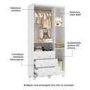 Ver imagem 5 de Guarda Roupa Infantil 3 Portas e 3 Gavetas 100% MDF Mimo Espresso Móveis Branco Brilho