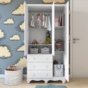 Ver imagem 3 de Guarda Roupa Infantil 3 Portas e 3 Gavetas 100% MDF Mimo Espresso Móveis Branco Brilho