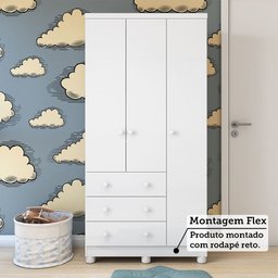 Guarda Roupa Infantil 3 Portas e 3 Gavetas 100% MDF Mimo - 7