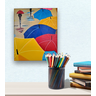 Mini Quadro de Guarda Chuva Decorativo Pintado a Mão 30x25cm - 1