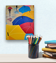 Ver imagem 1 de Mini Quadro de Guarda Chuva Decorativo Pintado a Mão 30x25cm