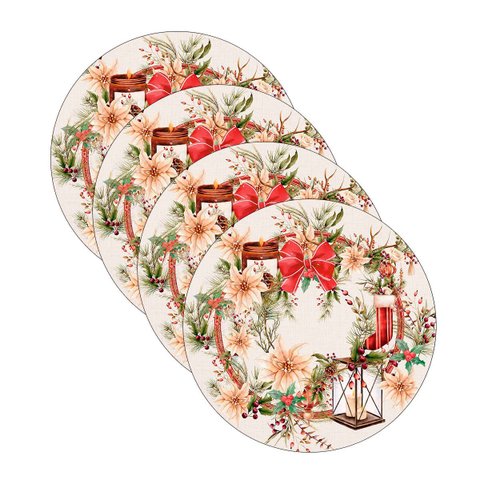Kit Sousplat Natal Christmas Vintage Nsw 4 Peças sem Base
