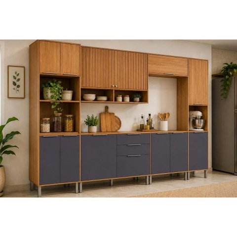 Cozinha Modulada MGM Divina 6 Peças C6P137 Cinamomo/Titanium MGM