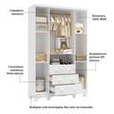 Ver imagem 5 de Guarda Roupa Infantil 4 Portas 3 Gavetas 100% MDF Mimo Branco Brilho