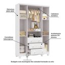 Ver imagem 4 de Guarda-Roupa Bebê 4 Portas 3 Gavetas 100% MDF Mimo Branco Brilho