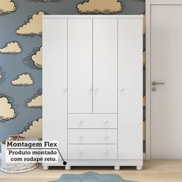 Guarda Roupa Infantil 4 Portas 3 Gavetas 100% MDF Mimo - 7