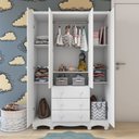 Ver imagem 3 de Guarda Roupa Infantil 4 Portas 3 Gavetas 100% MDF Mimo Branco Brilho