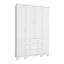 Ver imagem 2 de Guarda Roupa Infantil 4 Portas 3 Gavetas 100% MDF Mimo Branco Brilho