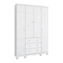 Ver imagem 2 de Guarda-Roupa Bebê 4 Portas 3 Gavetas 100% MDF Mimo Branco Brilho