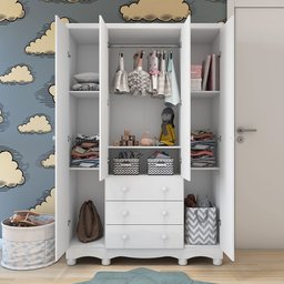 Guarda Roupa Infantil 4 Portas 3 Gavetas 100% MDF Mimo - 3