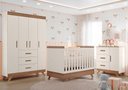 Ver imagem 2 de Quarto de Bebê Retrô Maya com Berço Americano Vitória Off White Carvalho com Colchão Ortobom – Carol
