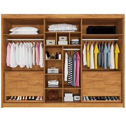Guarda Roupa 6 Portas 4 Portas Ripadas Potente com Espelho 100% Mdf Peróba - Móveis Europa - 3