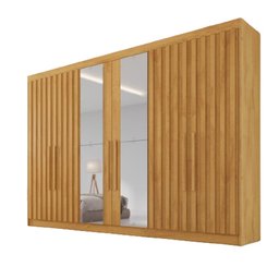 Guarda Roupa 6 Portas 4 Portas Ripadas Potente com Espelho 100% Mdf Peróba - Móveis Europa - 2