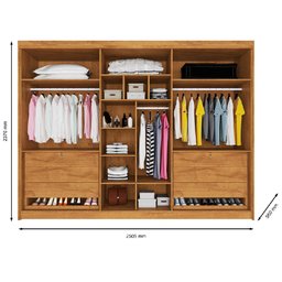 Guarda Roupa 6 Portas 4 Portas Ripadas Potente com Espelho 100% Mdf Peróba - Móveis Europa - 4