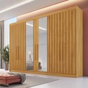 Ver imagem 1 de Guarda Roupa 6 Portas 4 Portas Ripadas Potente com Espelho 100% Mdf Peróba - Móveis Europa
