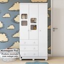 Ver imagem 6 de Guarda-Roupa Bebê 3 Portas 3 Gavetas com Janelas e Pés Mimo 100% MDF Espresso Móveis Branco Brilho