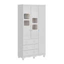 Ver imagem 2 de Guarda-Roupa Bebê 3 Portas 3 Gavetas com Janelas e Pés Mimo 100% MDF Espresso Móveis Branco Brilho