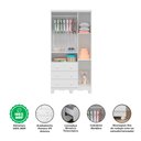 Ver imagem 6 de Guarda-Roupa Infantil 91cm 3 Portas 3 Gavetas com Janelas e Pés Mimo 100% MDF Espresso Móveis Branco/Brilho