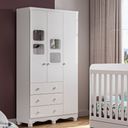 Ver imagem 7 de Guarda-Roupa Infantil 91cm 3 Portas 3 Gavetas com Janelas e Pés Mimo 100% MDF Espresso Móveis Branco/Brilho