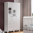 Ver imagem 7 de Guarda-Roupa Infantil 91cm 3 Portas 3 Gavetas com Janelas e Pés Mimo 100% MDF Espresso Móveis Branco/Brilho