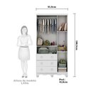 Ver imagem 3 de Guarda-Roupa Infantil 91cm 3 Portas 3 Gavetas com Janelas e Pés Mimo 100% MDF Espresso Móveis Branco/Brilho