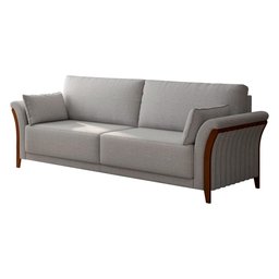 Conjunto Sofá 3 Lugares e Poltrona Perry Linho Cinza Claro - Sallar Home - 6