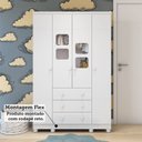 Ver imagem 6 de Guarda-Roupa Bebê 4 Portas 3 Gavetas com Janelas e Pés Mimo 100% MDF Espresso Móveis Branco