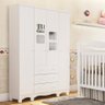 Guarda-Roupa Infantil 122cm 4 Portas 3 Gavetas com Janelas e Pés Mimo 100% MDF Espresso Móveis - 1