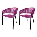 Ver imagem 1 de Kit 2 Cadeiras Sol Corda Náutica Base em Alumínio Preto/rosa
