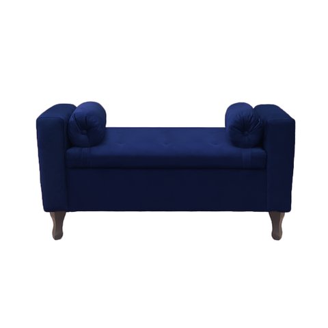Recamier Baú Félix 120cm Suede Azul Marinho - Dominic Decor Felix