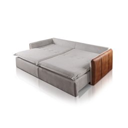 Sofá Cama Retrátil Logan Almofadas Soltas 2m Detalhe em Courino Jc Estofados - 3