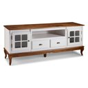 Ver imagem 2 de Conjunto Rack 60812 + Painel 50513 para Sala Pés Luiz Xv 2 Gavetas 2 Portas - Branco/imbuia