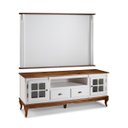 Ver imagem 1 de Conjunto Rack 60812 + Painel 50513 para Sala Pés Luiz Xv 2 Gavetas 2 Portas - Branco/imbuia