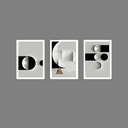 Ver imagem 1 de Tríptico - Quadros Decorativos Abstrato Geométrico Grande:Branco