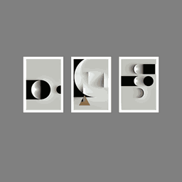 Tríptico - Quadros Decorativos Abstrato Geométrico Grande:Branco - 1