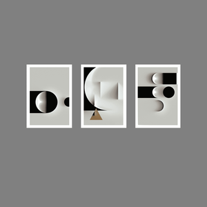 Tríptico - Quadros Decorativos Abstrato Geométrico Grande:Branco