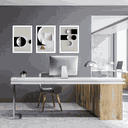 Ver imagem 2 de Tríptico - Quadros Decorativos Abstrato Geométrico Grande:Branco