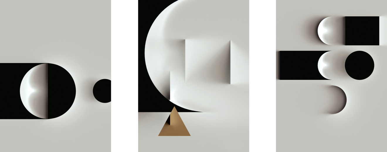 Tríptico - Quadros Decorativos Abstrato Geométrico Grande:Branco - 4