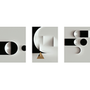 Ver imagem 4 de Tríptico - Quadros Decorativos Abstrato Geométrico Grande:Branco