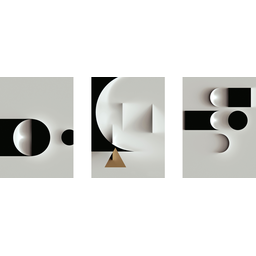 Tríptico - Quadros Decorativos Abstrato Geométrico Grande:Branco - 4