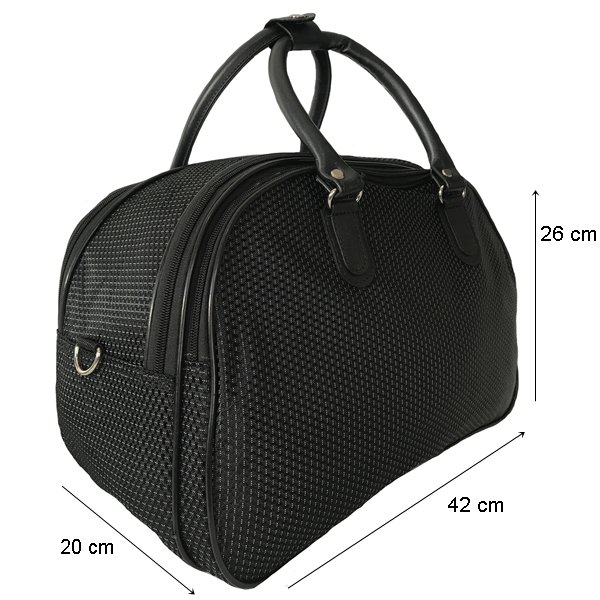 Bolsa de Mão Viagem Alça Transversal Textura Pontos Preto - Preto - 3