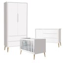 Ver imagem 1 de Quarto de Bebê Theo 2 Portas Branco Acetinado Pés Madeira Natural - Reller